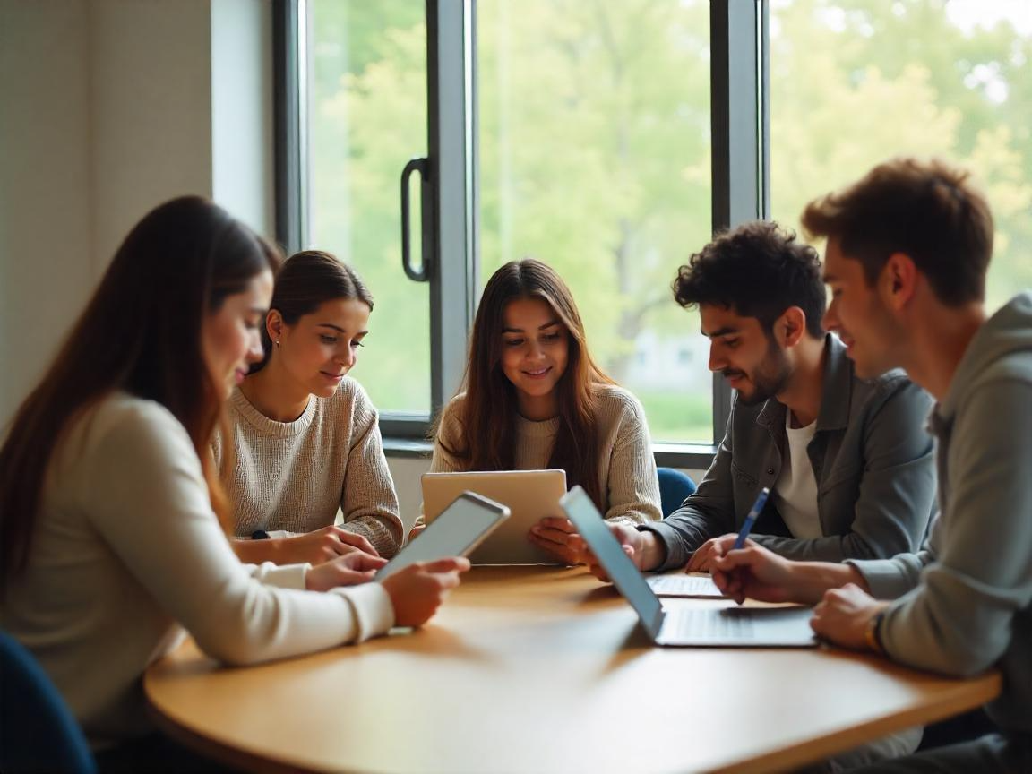 Students in a college campus